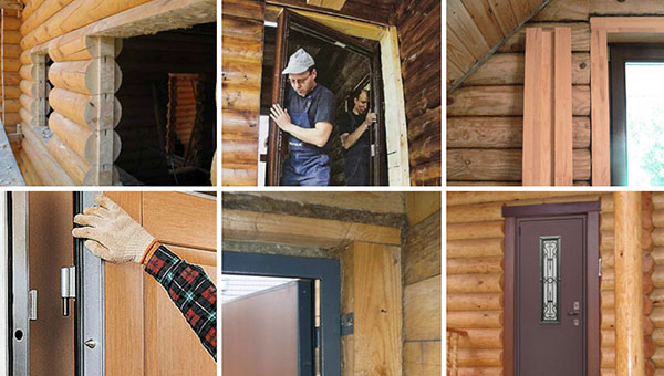 этапы установки двери в деревянном доме