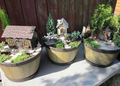 На фото – декор и растения миниатюрных садов